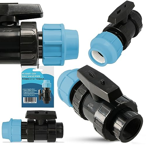 Instalguru PE-Rohr Absperrhahn Kugelhahn PN16 50x1 1/2 IG Wassersysteme Garden Bewässerung Pe-Absperrventil Wasserregelventil Bewässerungsrohr-Kupplung PE-Schläuchen