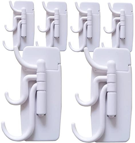 SELICO Lot de 6 cintres adhésifs adhésifs pour Serviettes et Peignoirs pour économiser des clés créatives, Crochets rotatifs pour Porte de Camping-Car, Bras de Sac, Triple Montage pour en