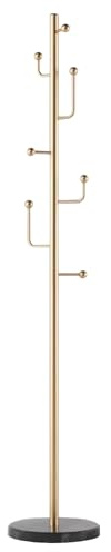 SKVLF Appendiabiti Moda in Metallo, Appendiabiti Moderno da Piantana Piccolo con 7 Ganci, Base in Marmo, Attaccapanni A Forma di Cactus per Camera da Letto E Ufficio, 30X180CM(Color:Oro+Nero)