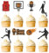 VIKY 24 Stück Basketball Cupcake Toppers,Glitter Basketball Kuchen Deko,Basketball Deko Geburtstag Tortenaufleger,Basketball Tortendeko Geburtstag für Basketball Party dekoration Sportparty Dekoration