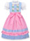 ReliBeauty Dirndl Mädchen Kinder 2-in-1 Set Midi mit Schürze blau pink,140