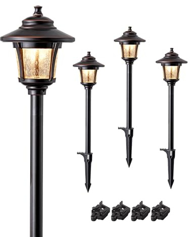 EDISHINE Low Voltage Landscape Lighting 12V 3W 120LM with Connectors 4 Pack