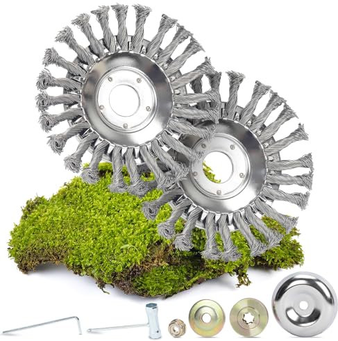 Skymico Spazzola per erbacce 2 pezzi | Nuovo concetto migliorato 2025 a forma di ingranaggio, spazzola per erbacce, spazzola per decespugliatore per la rimozione efficace delle erbacce – foro da 25,4