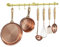 ROTHLEY Stainless Steel Hanging Pot Rack: 23.7 Inch Brass Wall Mounted Kitchen Rail With 8 S Hooks - Heavy Duty Pan Bar for Pots and Pans