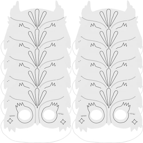 ifundom 10 Stück DIY Blanko-Papier-Graffiti-Masken Kinder-Eulen-Tier-Malmasken Niedliche Gesichtsmaske Aus Weißem Papier Bemalbare Maske Für Karneval Cosplay Maskerade Tanzparty
