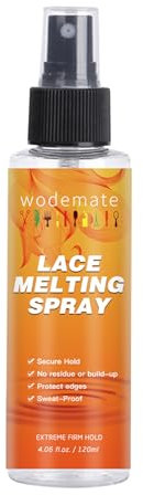 wodemate Lace Melting Spray for Wigs, Extreme Hold Invisible Bonding Adhesive Hair Glue, Strong Natural Finishing Hold, Waterproof Latex-Free Lace Glue Spray 4.06 OZ