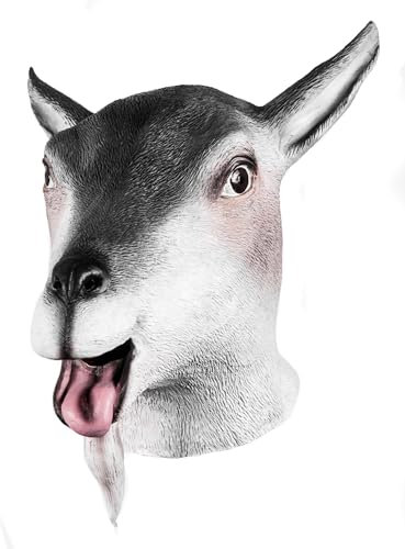 Ziege Maske aus Latex - realistische Tiermaske als Verkleidung für Halloween, Karneval & Motto-Party