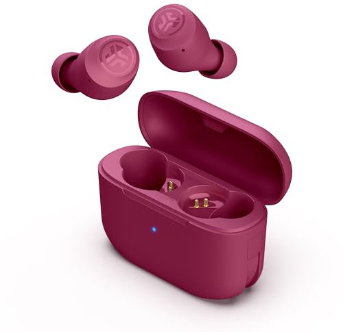 JLab Go Air Pop+ In Ear Kopfhörer kabellos Bluetooth, True Wireless Kopfhörer, 35+ Std Headphones, kabellose Ohrhörer, Earbuds mit Mikrofon, USB-C Ladebox, Dual Connect, EQ3 Sound, Dunkelrosa