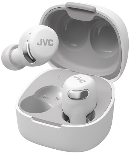 JVC Auriculares inalámbricos compactos con cancelación activa de ruido, modo de baja latencia para juegos y películas, Bluetooth 5.3, batería de larga duración (hasta 27 horas) - HAA30T2B (blanco)