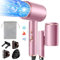 Vbrisi Föhn,Fön,2400W Klappbar Ionen Haartrockner, Schnelltrocknen Hair Dryer, Profi Reisefön mit Heiß-/Kalttaste, 3 Heiz,AC Motor Salon Haarföhn mit Diffusor & Aufbewahrungstasche (Rosa)