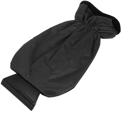 Partuto 1pc 36x18cm Guante Raspador de Hielo Universal para Coche - Guante Aislado y Cálido con Quitanieves para Parabrisas de Coche Portátil - Tela Oxford 600D Impermeable Negro