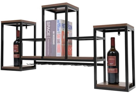 Ciounmb Weinregal aus Holz: Vintage Schnapsregal für Küche, Bar, Wandregal in rustikalem Europalette-Stil