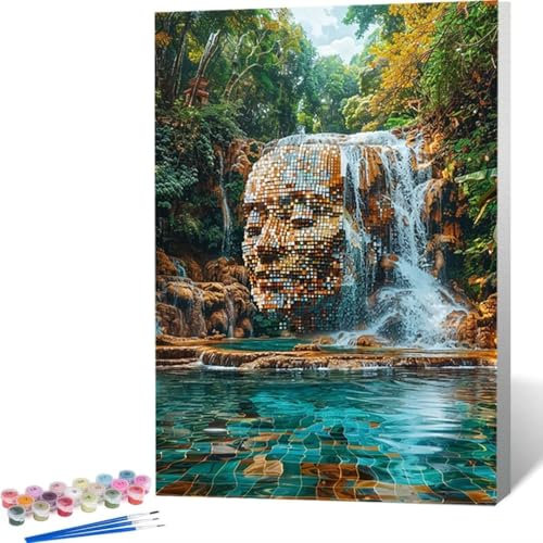 Peinture par Numéro Kits pour Adulte, Peinture Numero Peinture à l'huile Peindre par Nombre Kits avec Pinceaux et Acryliques Bricolage Peintures Kits pour la Décoration de la Maison 40x50cm 1-L
