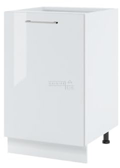 Cuisineandcie – MUEBLE COCINA BAJA BAS BELLISSI blanco brillante 1 puertas L 50 cm + 1 estante – Mueble bajo cocina almacenamiento, mueble cocina, armario bajo