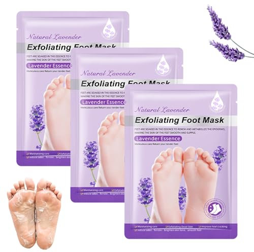 Katyjun 3 Paar Fußmaske Hornhaut Socken, Hornhautentferner, Foot Peel Mask für Männer und Frauen