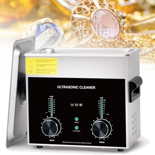 NVYAZJ 3.2L Ultrasonic Cleaner, Mechanical Knob Control with Ultrasonic and Degassing Mode, Energy Column Display Time and Temperature, Constant Heating