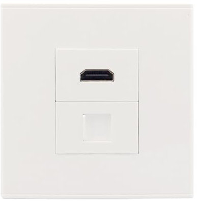 Générique HDMI avec extension réseau de panneau mural CAT6 RJ45 ignifuge, prise murale (HDMI + RJ45, femelle vers femelle) 86 x 86 mm