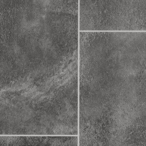 VINYL FLOORING UK Lara 8109 Grey Stone Effect Anti-Slip Vinyl Flooring For Kitchen, Bathroom, Dining Room, 2.5mm Thick Vinyl Sheet-1m(3'3) X 2m(6'6)-2m²