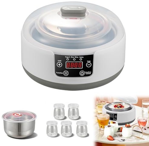 Probiotic Yogurt Maker,1200 ml Probiotic Yogurt Maker, LED Display Multi-Function Probiotic Yogurt Motor, 68-131°F 48 Working Hours Yogurt Motor with 5 Jars