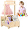 Gatphy Baby Korb für Neugeborene Holz 37,5x25x22cm, Babykorb mit 10 Puppenkleiderbügel, mit Rad-Design, Holz EIN Geschenkkorb Der mit Stofftieren Grußkarten Kleidung Ergänzt Kann (mit Rad)