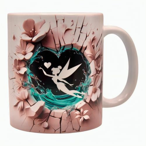 Shopi Zone Taza de Cerámica – Diseño Hada Mágica y Corazón Encantado