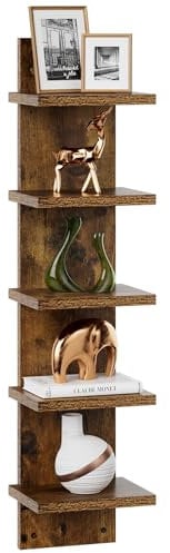 IBUYKE 5 Tier Vertikales Regal,Schwimmende Lagerung Wandregal,Dekorative Wandmontage Vertikales Regal für Zuhause, Schlafzimmer,Bürodekoration WBC009H