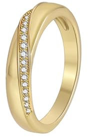 Homxi Trauringe Bandring 585 Gold,Rund mit Moissanit Gold Eheringe Verlobung Damen Ringe Groß 61 (19.4)