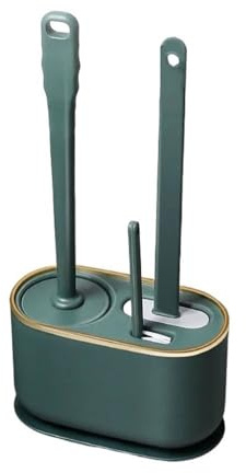GLigeT Toilet Bowl Brushes Wall Mounted Multi Functional Three Piece, Thermoplastic Rubber Toilet Brush, Tools with Bracket Home Bathroom Accessories Sets Toilet Cleaner Brush(Green)