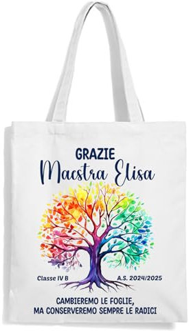 Mr. Gadgets Shopper Regalo Maestre Personalizzabili con nome (Albero Grazie Maestra)