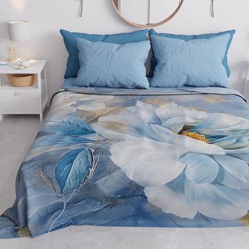 PETTI Artigiani Italiani - Copriletto Matrimoniale Primavera Estate, Coperta Leggera Matrimoniale, Lenzuola Copriletto, Floreale 13 100% Made in Italy