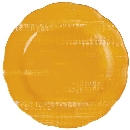 Set 6 Piatto piano in porcellana, bordo smerlato, arancione, Versilia