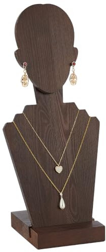 PH PandaHall Espositore per Gioielli Manichino in Legno Porta Gioielli per Orecchini e Collane, Organizzatore per Venditori di Orecchini e Collane Multiple, 13x11x29.3cm