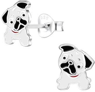 Monkimau Mädchen Ohrringe Hund | Ohrstecker aus 925 Sterling Silber | Kinderohrringe hypoallergen