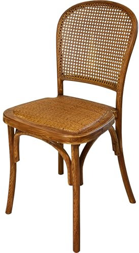 EME Silla Cannage Imitación Madera Nogal. Fabricación100% Polipropileno. Modelo apilable. 44cm x 42cm x 86cm. Ideal Silla de Comedor de Estilo nórdico escandinavo. Necesita Montaje.