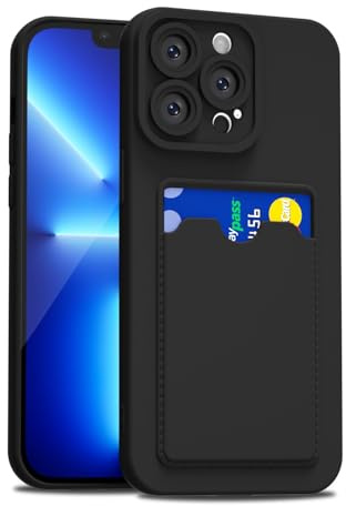 LoeoeL for iPhone 13 Pro Max Case with Card Holder Slim, Thin Silicone Wallet Phone Case with Credit Card Slot for Women Men, Soft Rubber Gel TPU with Pocket Shockproof Camera Cover, Black
