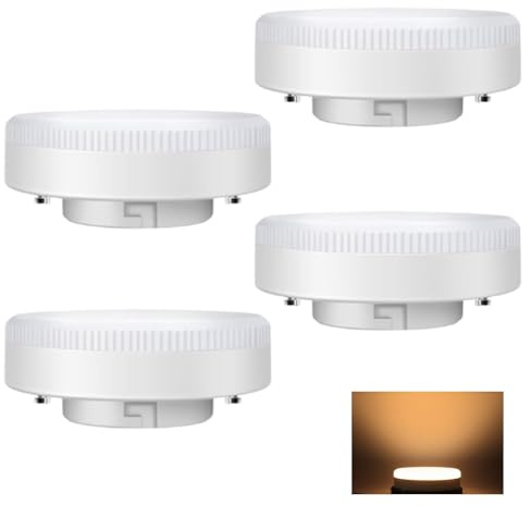 GERUI GX53 Leuchtmittel 9W Warmweiß 3000K, 4er Set, Leuchtmittel 230V AC | 120 Grad Licht, 600LM， GX53 Einbaustrahler für Schranklicht, Nicht Dimmbar, für Schranklampe Deckenlampe
