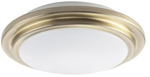 Happy Homewares Modern Chic Antique Brass Flush LED Bathroom IP44 Ceiling Light Fitting | 15W with 900 Lumen Output | 5cm x 20cm