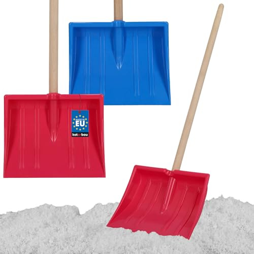 KOTARBAU® 2 pièces Pelle à Neige - Plastique - 25x20 cm - Pelle Enfant - avec Manche en Bois - Ergonomique - Légère - Rose Bleu Naturel