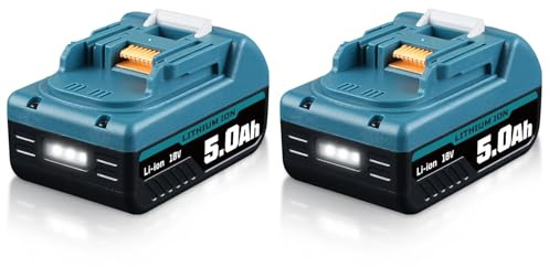 2x5000mAh 18V BL1860B Ersatzakku für Makita Akku 18V BL1850B BL1840 Li-ion Akkus Kompatibel mit BL1830 BL1860B BL1850B BL1815 mit LED-Anzeige