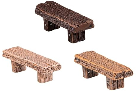 dinghaole 3 Stück Vintage-Gartenbank und Feendekor, Retro-Bänke, Miniatur-Feengarten, Bonsai Ornamente Park Straße Sitz Puppenhaus Dekoration Zubehör Landschaftsbau Dekorationen 5,6 cm x 1,8 cm