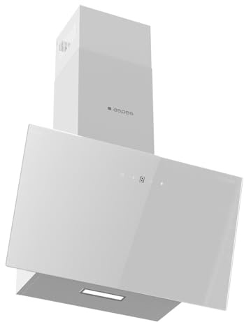 Aspes Campana Extractora Inclinada 60cm, Blanco, ACPD601AIB. Potencia 370m3/h, 3 Velocidades, 2 Filtros, 59 dB Nivel Sonoro, Control Táctil, Filtros aptos para Lavavajillas