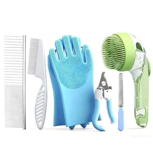 Dieses 6-in-1-Pflegeset wurde speziell für Ragdoll-Katzen entwickelt und enthält eine Bürste, eine Stiftbürste, einen Shampoo-Spender, Pflegehandschuhe, eine Krallenschere und eine Krallenfeile. A