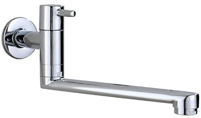 Hefo Rubinetto per acqua fredda a parete, in ottone cromato con 360 beccucci girevoli, lungo 20 cm, per lavabo, lavanderia, piscina