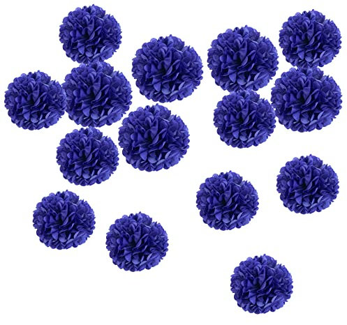 Easy Joy 15 Stück Seidenpapier Pompoms Blau, Hängende Pompons aus Seidenpapier, für Hochzeit Dekoration von Haus, Party, Weihnachten, Garten, Geburtstag Neujahr Baby Shower