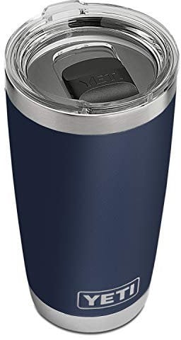 Yeti Rambler, Vakuum-Isolierbecher aus Edelstahl, ca. 600 ml, mit praktischem Magnet-Schiebedeckel 20oz navy