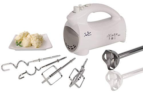 Jata BT575 Batidora Mezcladora 400 W, 5 Accesorios 2 Espirales para Amasar 2 Varillas para Mezclar y Brazo Batidor, 5 Velocidades, Función Turbo