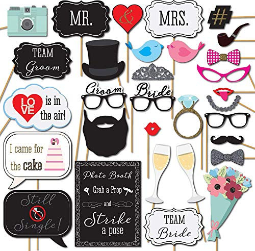YZCX Foto Props DIY Photo Booth Accessor Cabina Fotografica Puntello per Festa Matrimonio Compleanno (Matrimonio 30PCS)