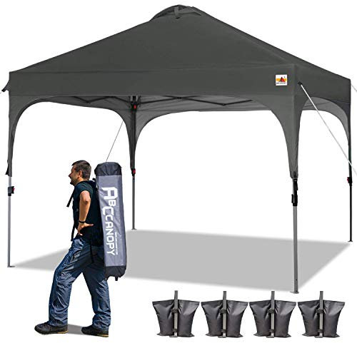 ABCCANOPY 3x3M Pavillon wasserdicht Pop-Up Gartenpavillon Festival Sonnenschutz Outdoor Baldachin Super Compact Canopy mit Rolltragetasche Bonus 4X Gewicht Taschen, 4X Seile 4X Pfähle,Darkgrau