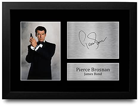 HWC Trading Pierce Brosnan A4 Gerahmte Signiert Gedruckt Autogramme Bild Druck-Fotoanzeige Geschenk Für James Bond 007 Filmfans