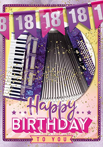 bentino Geburtstagskarte XL mit AKKORDEON-Funktion! Grußkarte zum 18. Geburtstag, Glückwunschkarte aus der Serie Great Cards, DIN A4 Set mit Umschlag